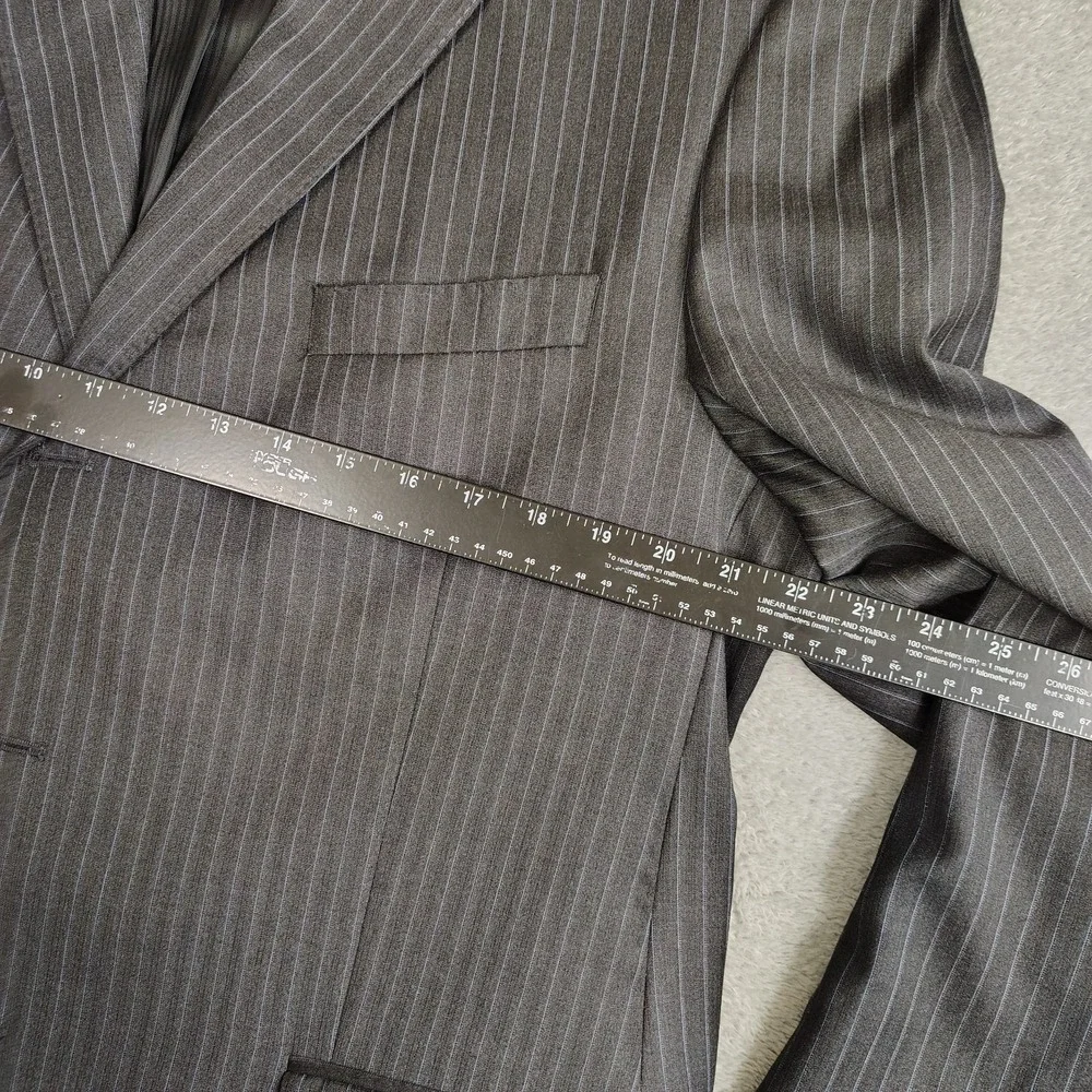 Vtg Loro Piana By Tallia‎ Uomo Pinstripe Mens Blazer 100% Wool 44R Pick Stitch